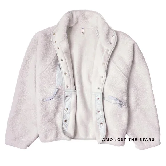 Free People Movement Hit The Slopes Salt Water Blue Grey Fleece Jacket - Picture 6 of 12